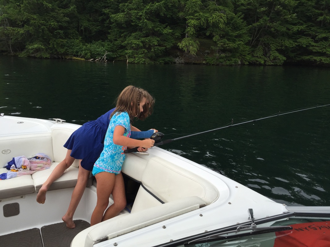 Family fishing on Lake George